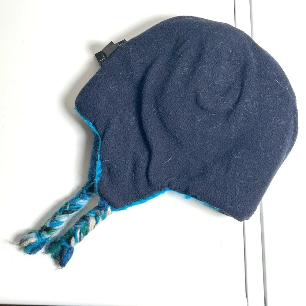 everest designs sherpa earflap blue wool fleece lined youth size 5-12 ‎ knit hat